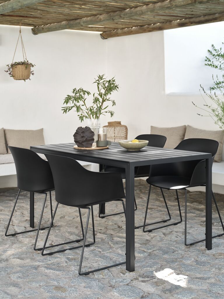Bàn ăn  | JERSORE | nhôm/nhựa PS | đen | R80xD140xC74cm