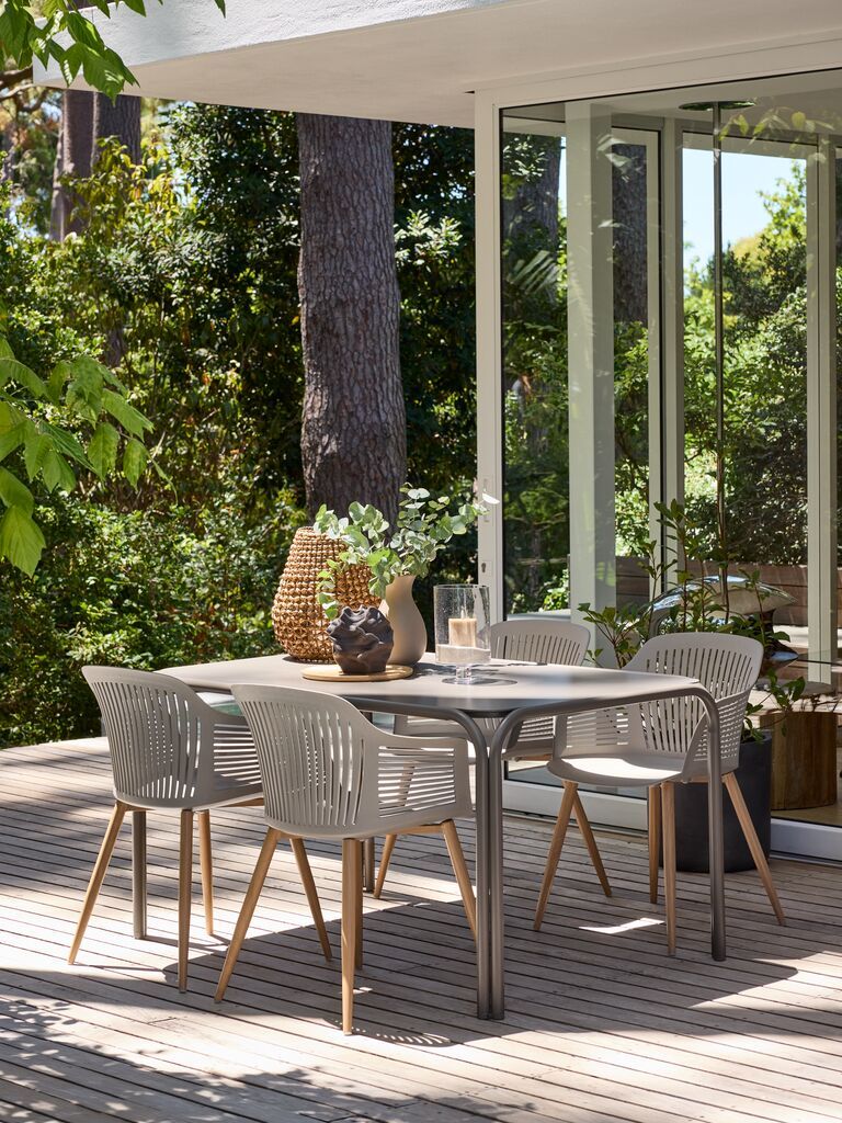 Bàn ăn  | RAUMA | kính/thép | màu cát đậm | R90xD140xC74cm