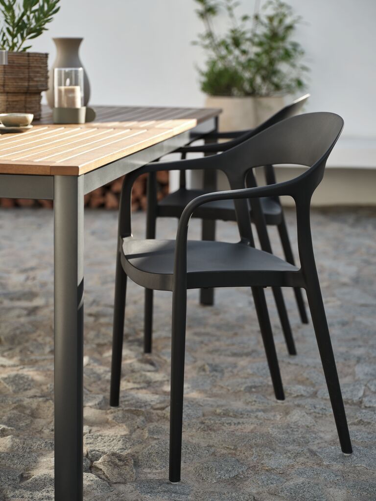 Ghế ngoài trời | NANNESTAD | nhựa PP | đen | R52xS54xC81cm