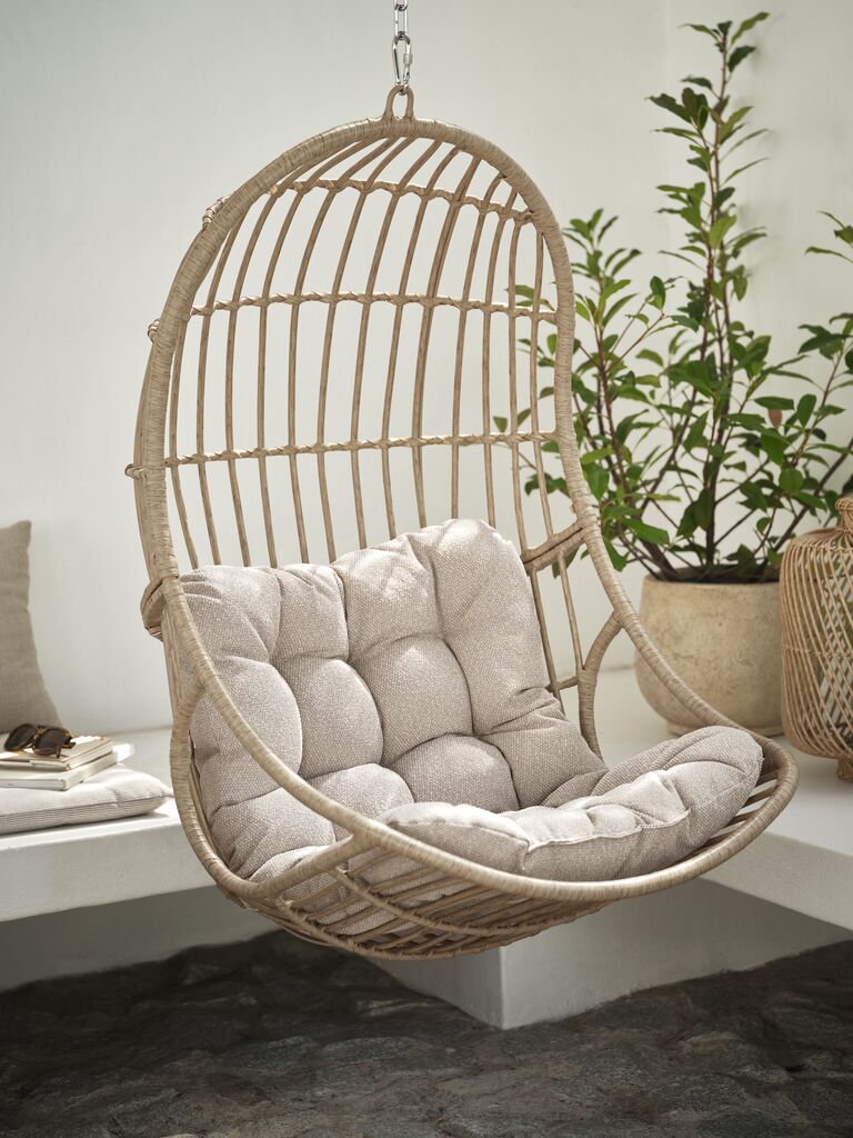 Ghế x&iacute;ch đu | BROMS | nhựa PP/th&eacute;p | m&agrave;u c&aacute;t đậm | R83xS70xC113cm