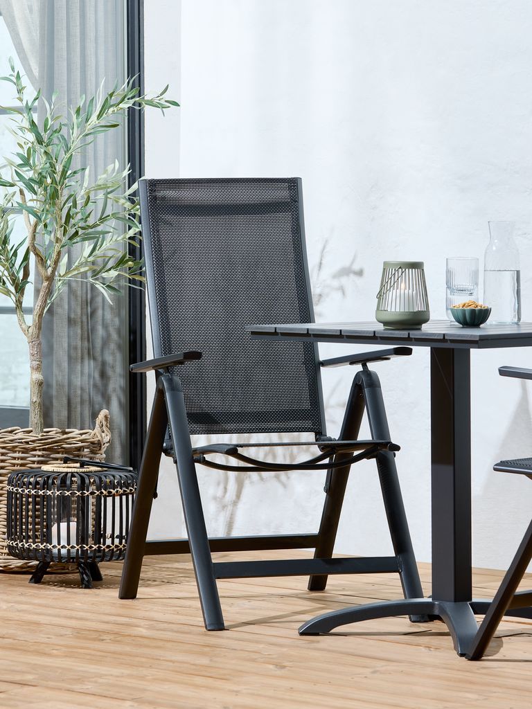 Ghế ngoài trời | LOMMA | nhôm/vải textiline | đen | R57xS70xC109cm