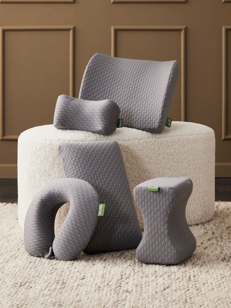 Gối lưng memory foam | WELLPUR RYGGE | xám | R34xD36xC6/12cm