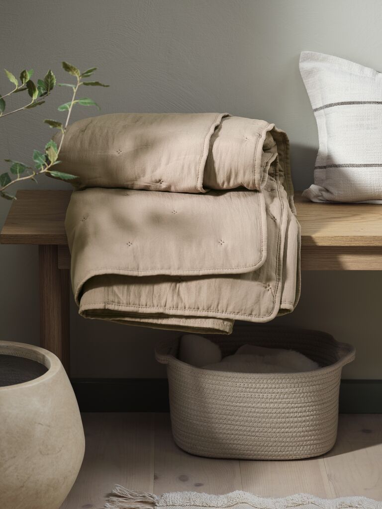 Chăn chần | SKOGSTRY | polyester | màu cát đậm | R130xD180cm