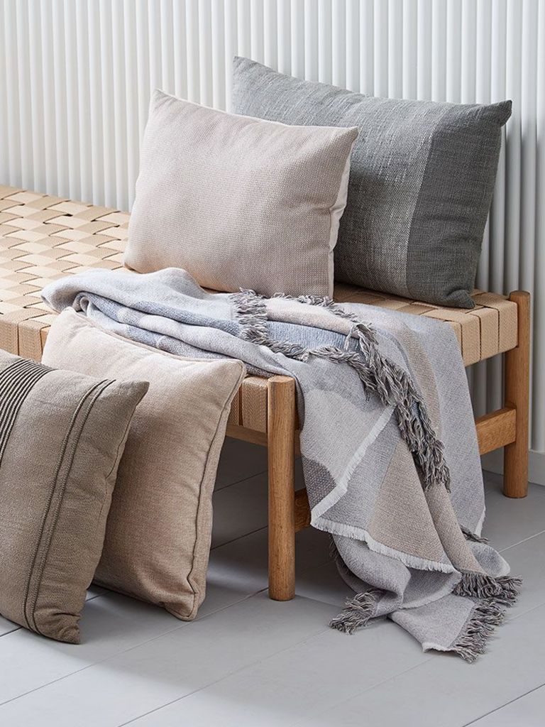 Chăn sofa | LOBELIA | polyester | xanh/xám | R130xD180cm