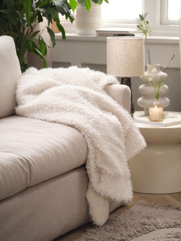 Chăn sofa | BALLBLOM | polyester | trắng | R130xD180cm
