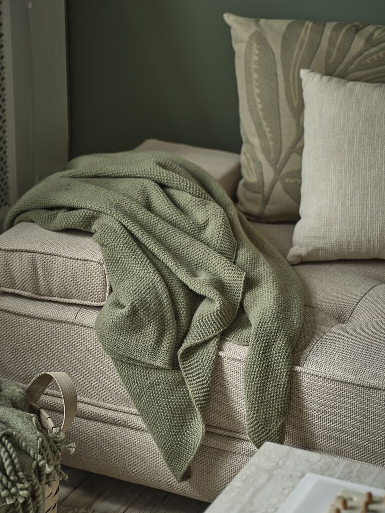 Chăn sofa | HUMLE | polyester | xanh lá | R130xD170cm
