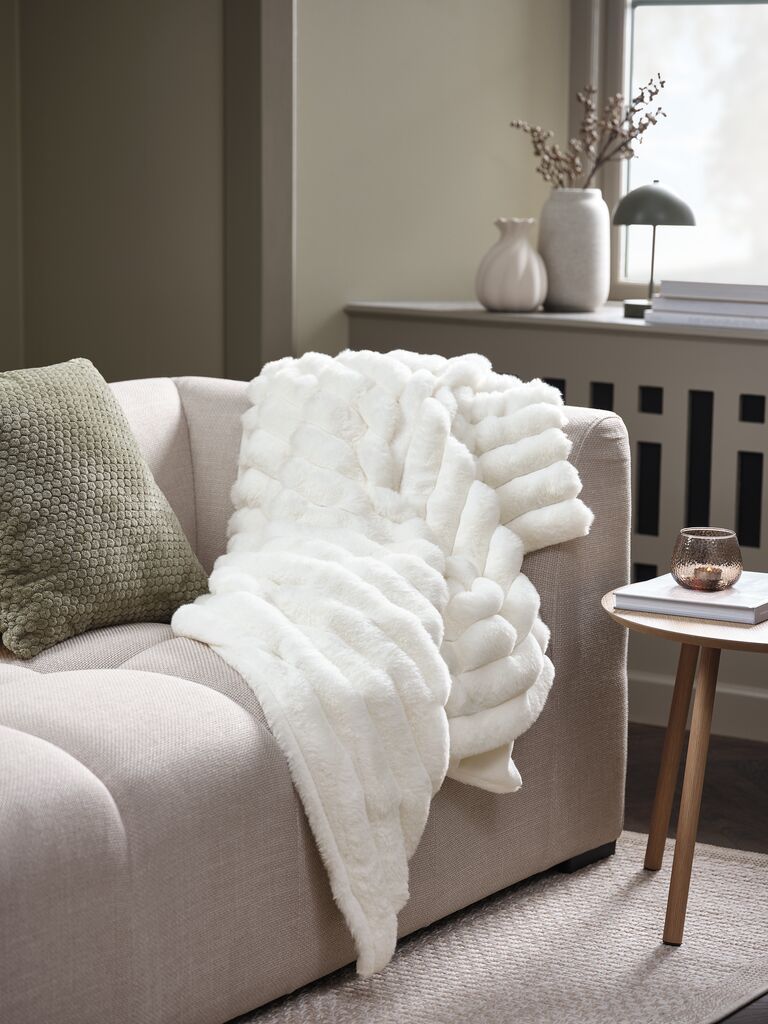 Chăn sofa | FJELLPRYD | polyester | trắng | R130xD180cm