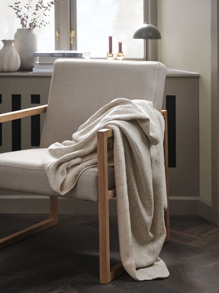 Chăn sofa | GEDEBLAD | polyester | xám/trắng | R130xD180cm