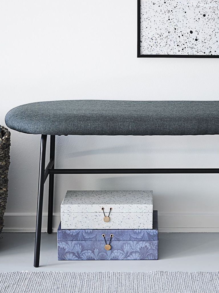 Bộ 2 hộp đựng | HAAGN | giấy nén | xanh/trắng | R23xD32x10cm/R18xD29xC8cm