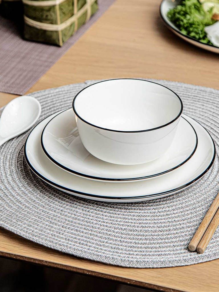 Bát cơm | nID | sứ trắng bóng viền đen | Ø11.5xC5.8cm