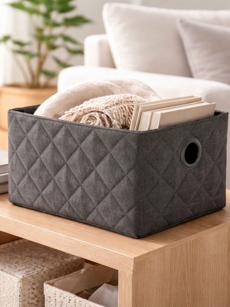 Giỏ đa năng | GILLIS | polyester | xám đậm | R14xD20xC12cm