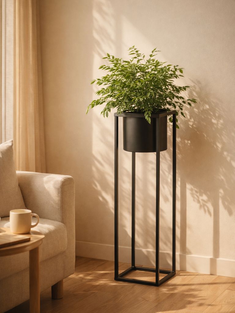 Chậu cây | DETLEF | kim loại | đen | R15xD15xC50cm