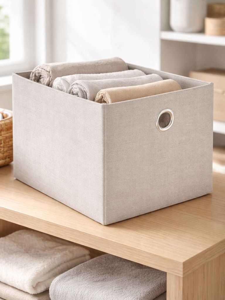 Giỏ đa năng | GERVALD | Polyester/giấy nén | ghi/trắng | R20xD25xC16cm