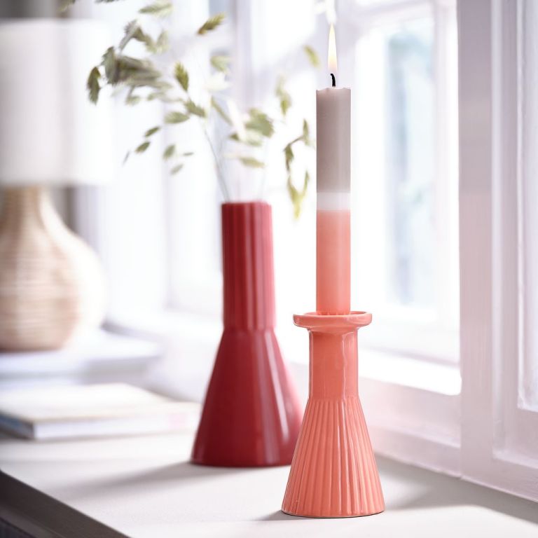 Chân nến | THRISTAN | sứ | hồng đào | Ø7xC13cm