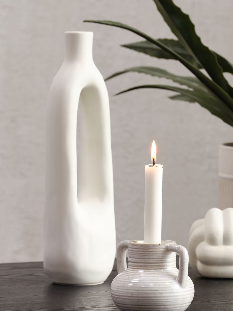 Lọ hoa | INGEMAR | gốm | trắng | R10xD8xC34cm