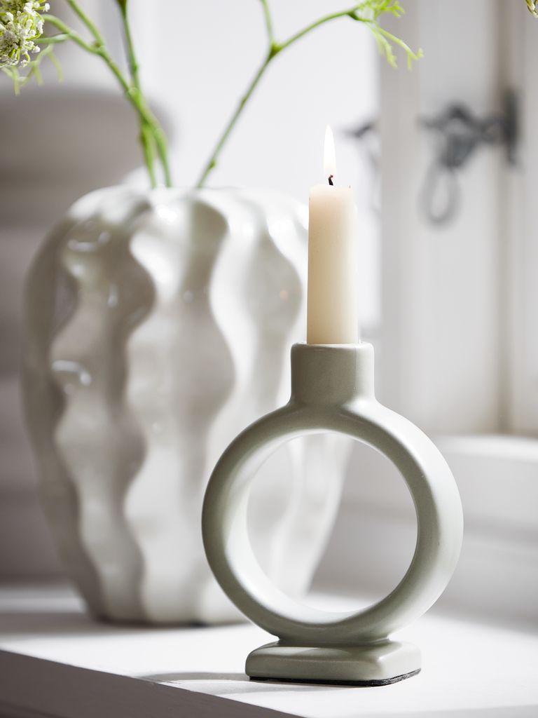 Chân nến | THORSTEN | gốm | xanh | R6xD11xC15cm