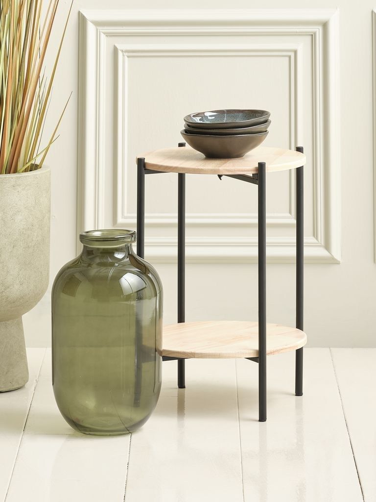 Giá đỡ chậu cây | MARTIN | thép/gỗ | đen/màu tự nhiên | Ø32xC45cm