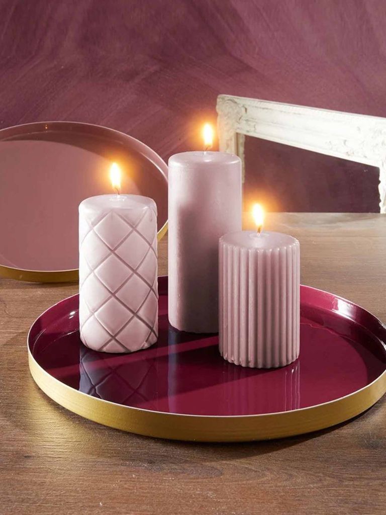Nến | ALFRED | paraffin | hồng | Ø6xC9/11/14cm | set 3 nến