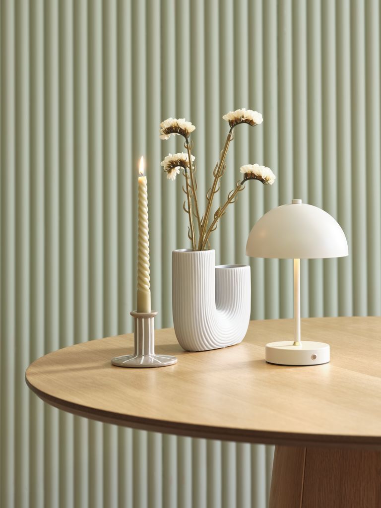 Chân nến | MARK | gốm | xám/trắng | Ø10xC8cm