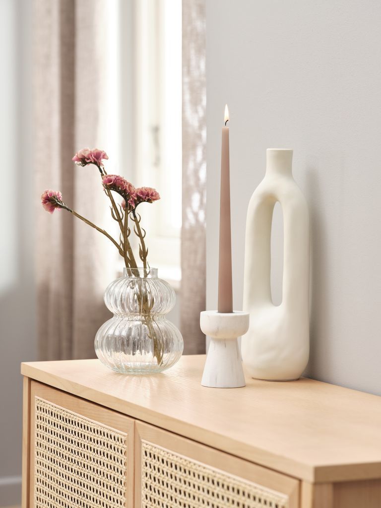 Chân nến | GREGOR | nhựa polyresin | màu đá cẩm thạch | Ø7xC11cm