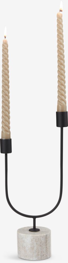 Chân nến | KURT | thép/đá cẩm thạch | đen/nâu | R15xD7xC33cm