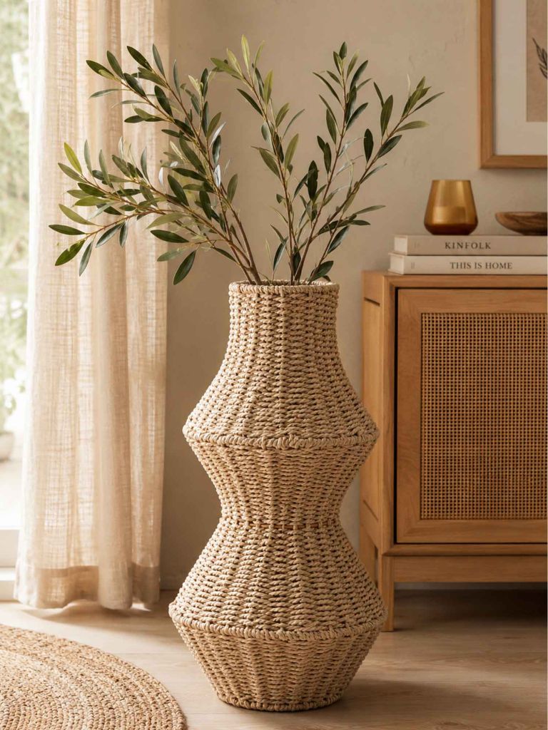 Lọ hoa | SVEINUNG | sợi cói | màu tự nhiên | Ø24xC47cm