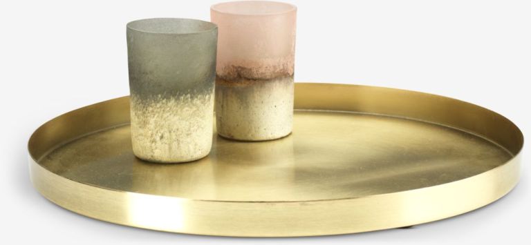 Khay trang trí | FRITS | kim loại | màu đồng thau | Ø30xC2cm