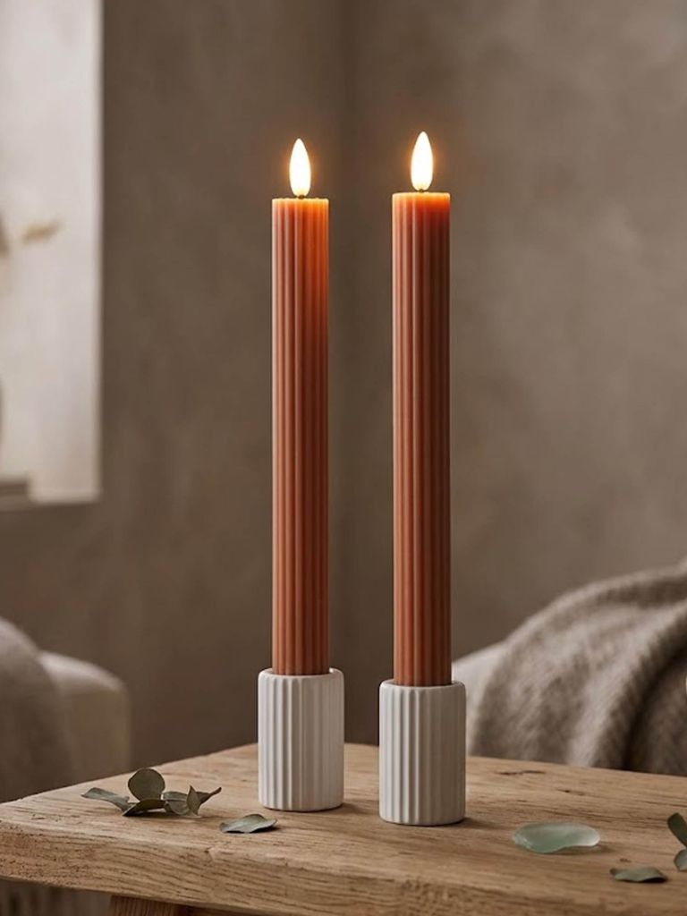 Nến điện | HOLME | sáp | hồng/trắng | bộ 2 chiếc | C25cm