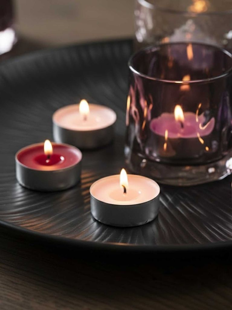 Bộ 18 nến thơm tealight | KENNI | paraffin | nhiều màu/hương dâu