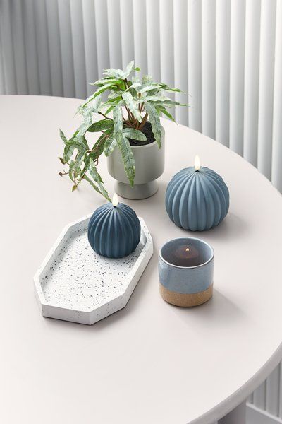 Nến điện | THOMAS | xi măng | xanh đậm | Ø8xC11cm