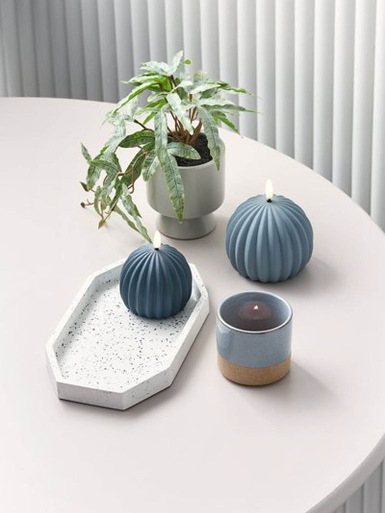 Nến điện | THOMAS | xi măng | xanh nhạt | Ø10xC12cm