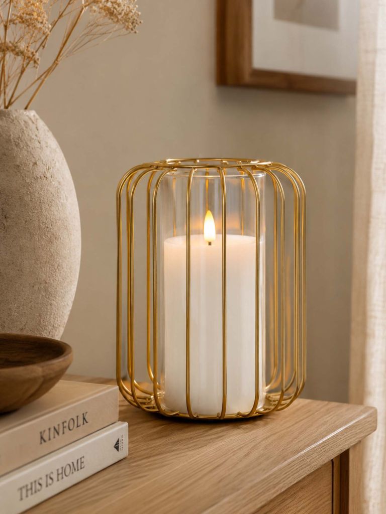 Đèn lồng | KRESTER | paraffin/thép | màu vàng | Ø15xC18cm