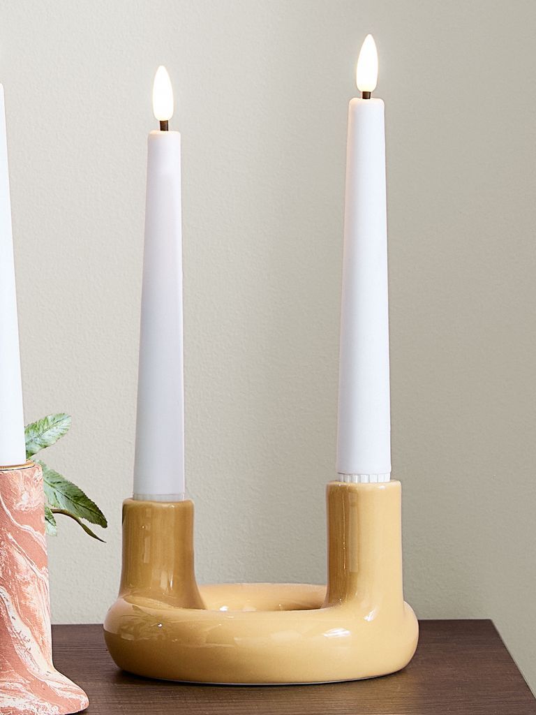Chân nến | JIM | gốm | vàng | Ø13xC9cm