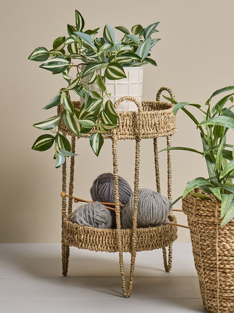 Giá đỡ chậu cậy | BORRIS | sợi cói/kim loại | màu tự nhiên | Ø26xC43cm