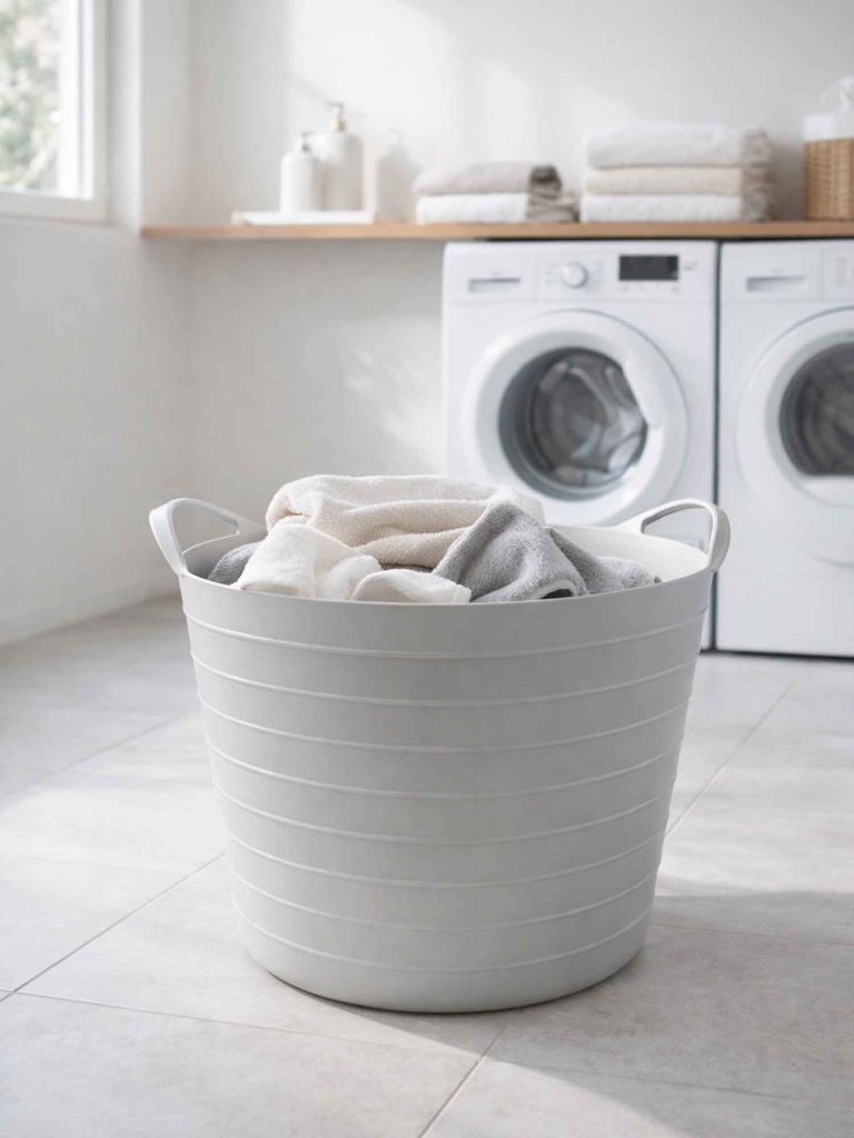 Giỏ đựng đồ giặt | BENDIK | polypropylene | xám nhạt | Ø38xC34cm | 25L