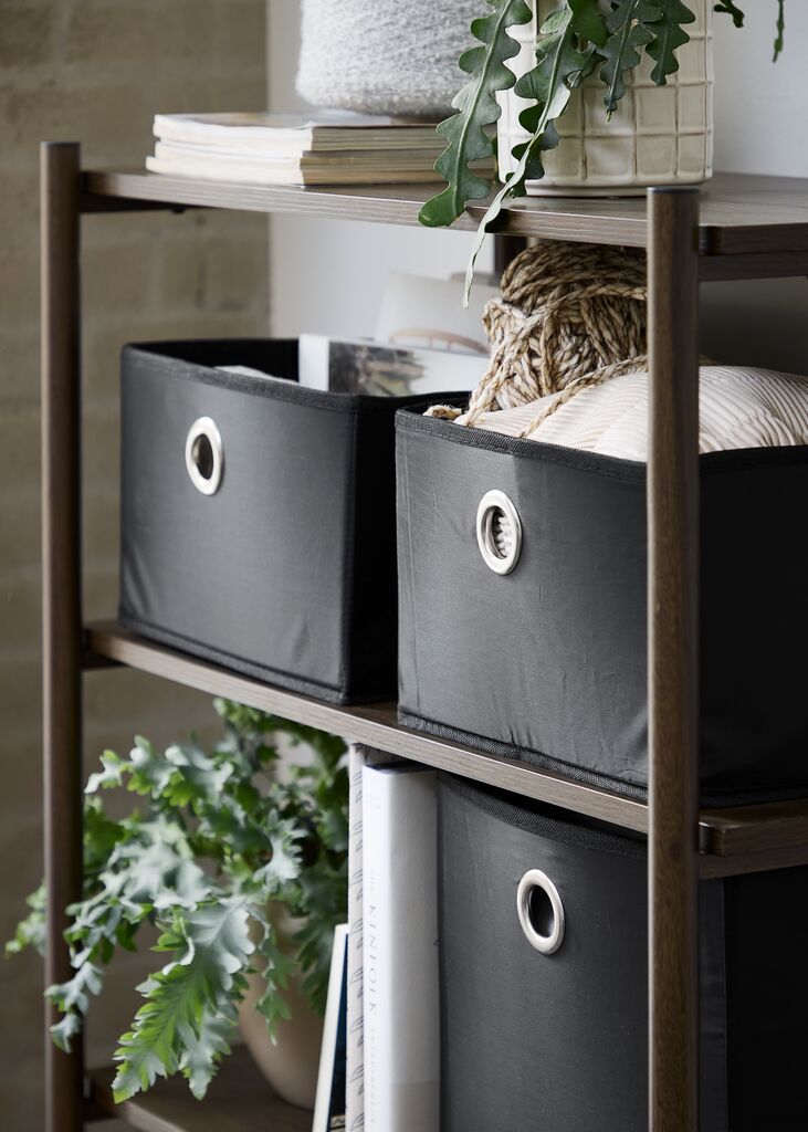 Giỏ đa năng | FRANS | polyester/giấy nén | đen | R32xD28xC30cm