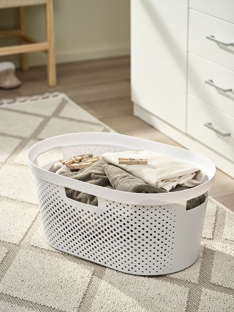 Giỏ đựng đồ giặt | INFINITY | nhựa PP | trắng | R59xD38xC27cm