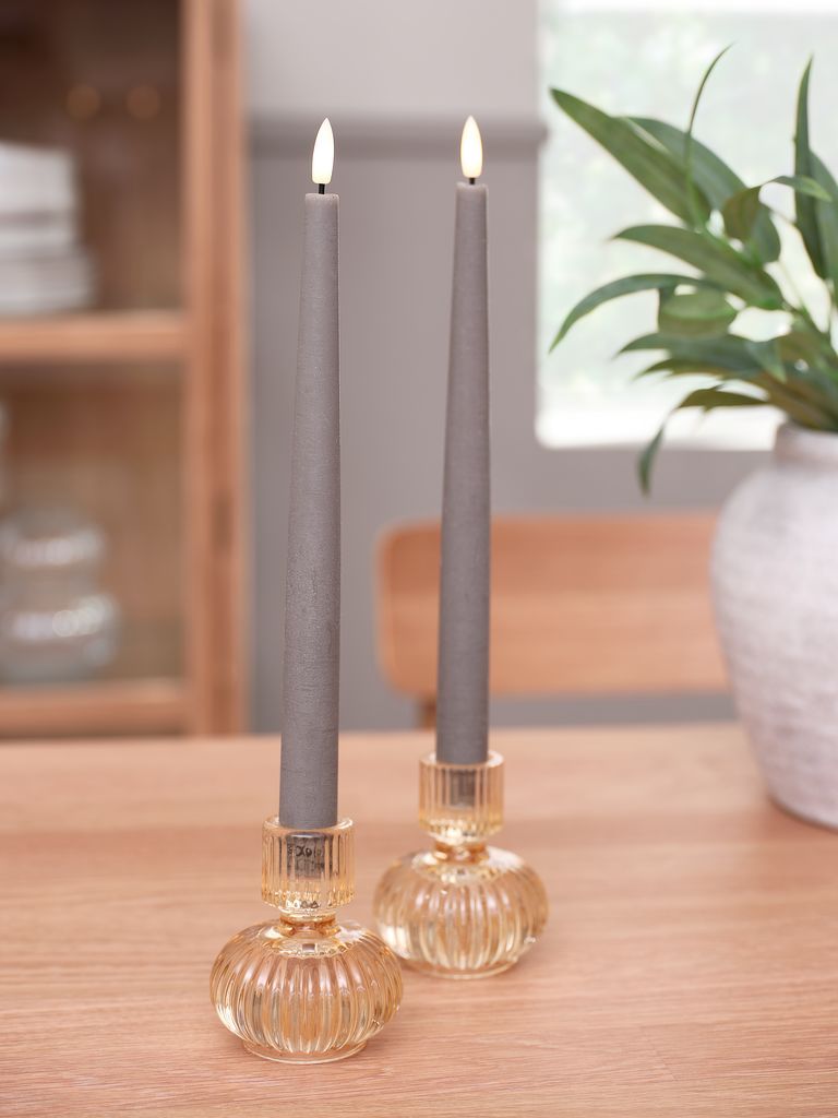 Nến điện | GUDMUND | sáp/nhựa PE | xám đậm | bộ 2 chiếc | C29cm