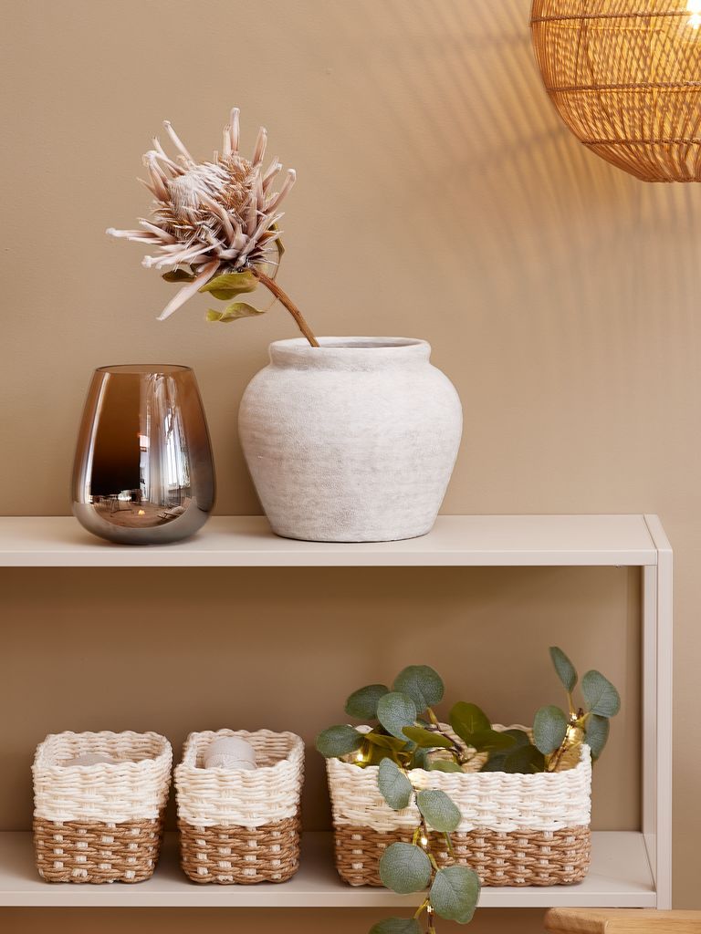 Chậu cây | JOKUM | gốm | trắng/xám nhạt | Ø24xC21cm