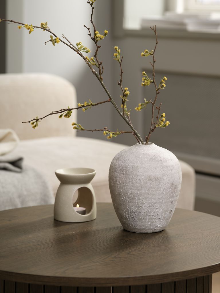 Lọ hoa | IVAR | gốm | trắng/xám nhạt | Ø17xC21cm