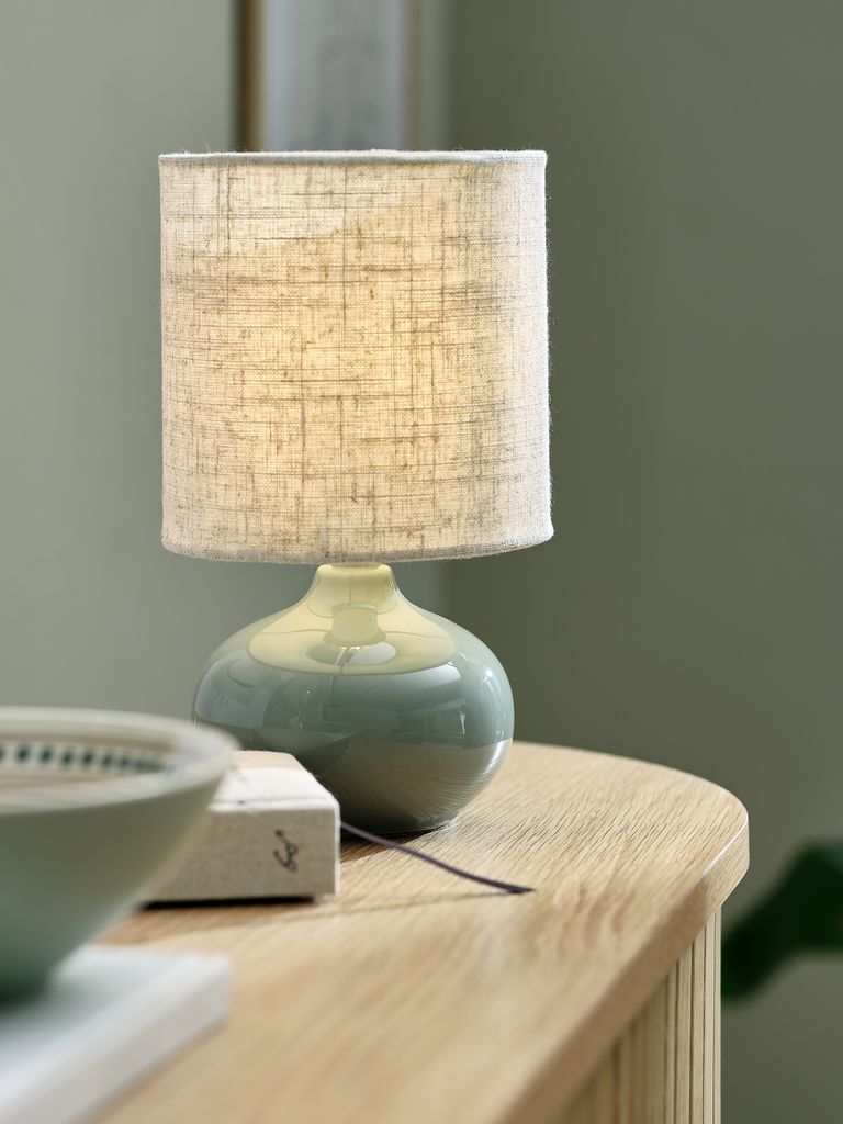 Đèn bàn | EIVIN | cotton/sứ | xanh nhạt | Ø15xC25cm