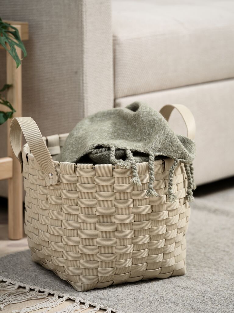 Giỏ đa năng | ARVE | nhựa PE/thép | be | Ø30xC23cm 