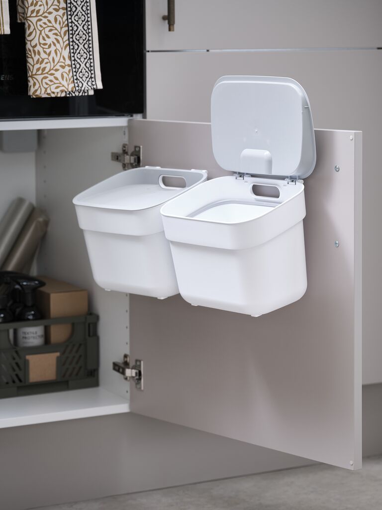 Thùng rác | READY TO COLLECT | nhựa PP | trắng/xám nhạt | R19xD25xC20cm | 5L