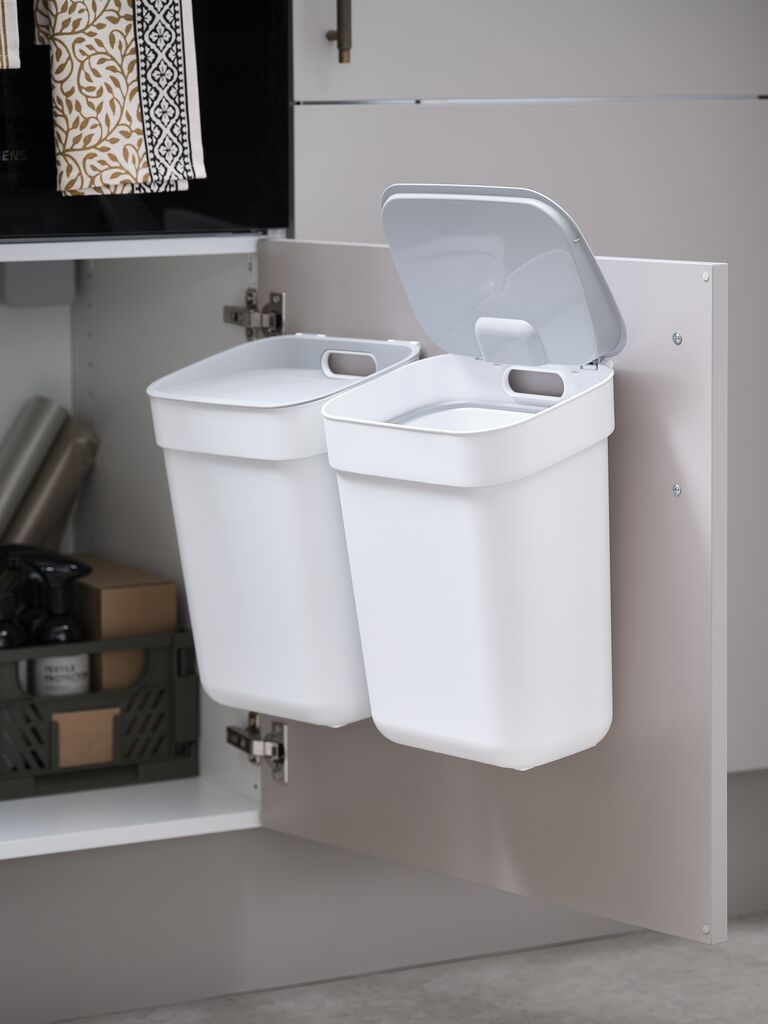 Thùng rác | READY TO COLLECT | nhựa PP | trắng/xám nhạt | R19xD25xC33cm | 10L