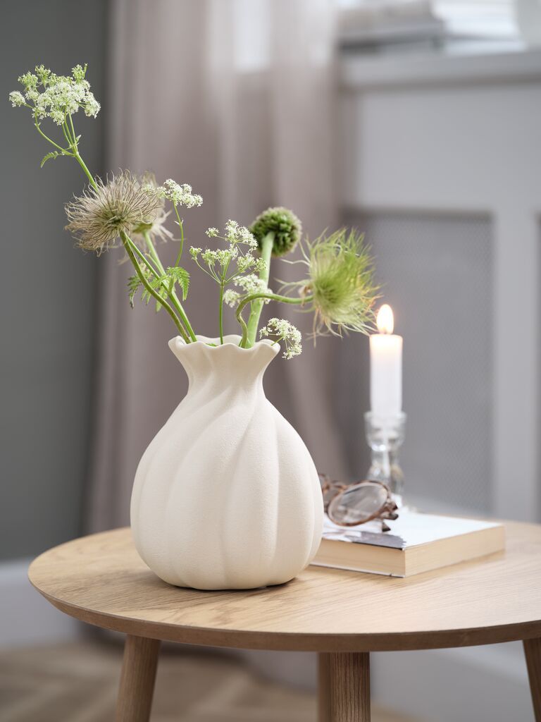 Lọ hoa | GUNNI | gốm | trắng | Ø14xC18cm