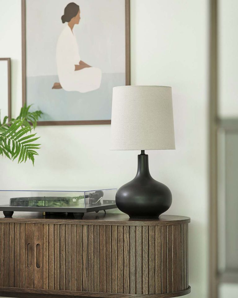 Đèn bàn | JOACHIM | gốm | be/đen | Ø27xC54cm