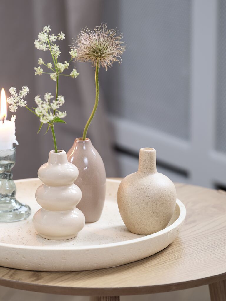 Lọ hoa | AMUNDSEN | gốm | be/nâu | bộ 3 chiếc | Ø6xC10cm