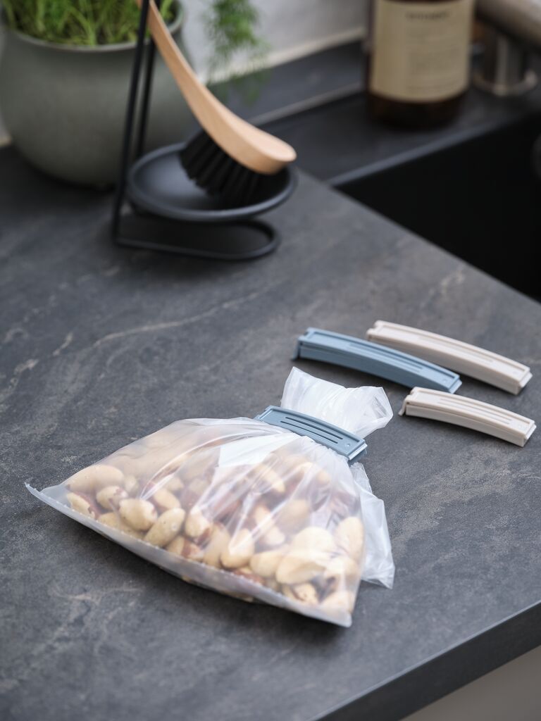 Kẹp túi thực phẩm | CLEMENS | Polypropylene | xanh nhạt/xám nhạt | bộ 12 chiếc | R1xD9/7xC1cm