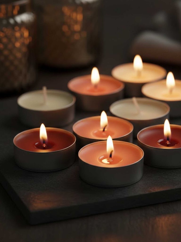 Bộ 18 nến thơm tealight | KENNI | paraffin | nhiều m&agrave;u/vani