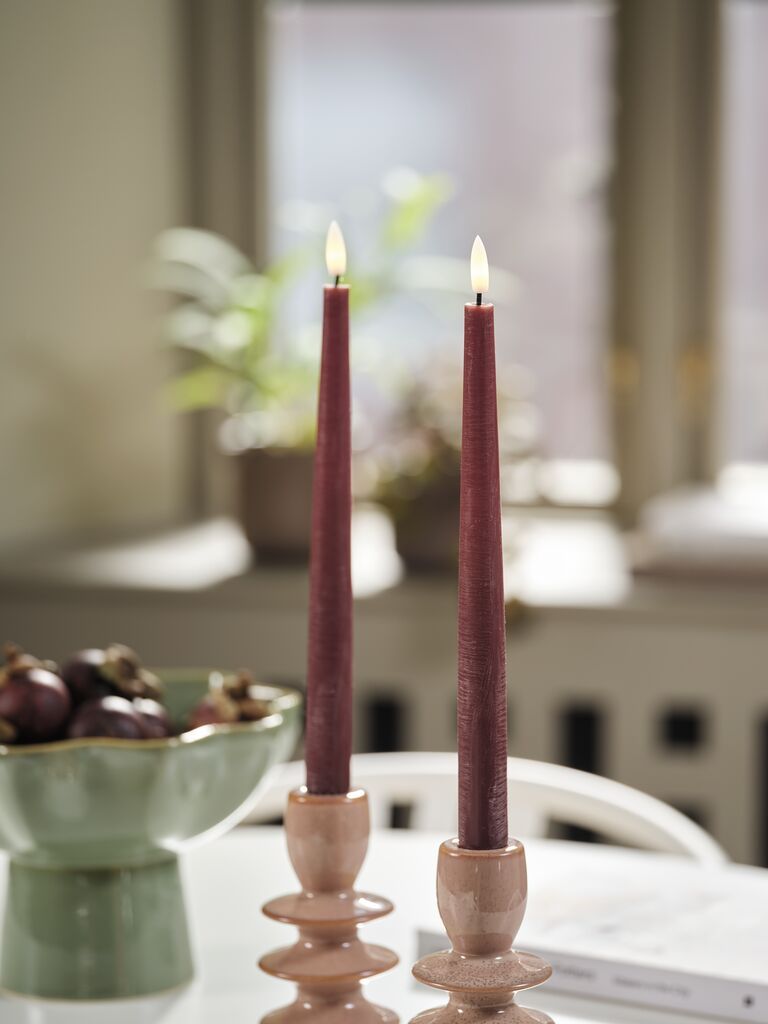 Nến điện | GUDMUND | sáp | tím | Ø2xC29cm | bộ 2 chiếc